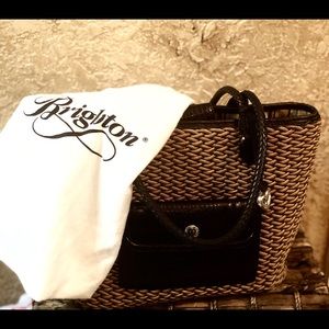 Brighton Handbag- Straw/Leather